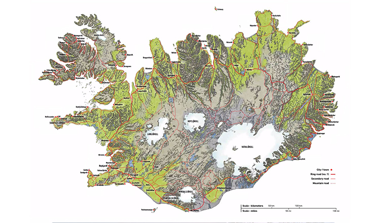เที่ยวไอซ์แลนด์, แผนที่ไอซ์แลนด์