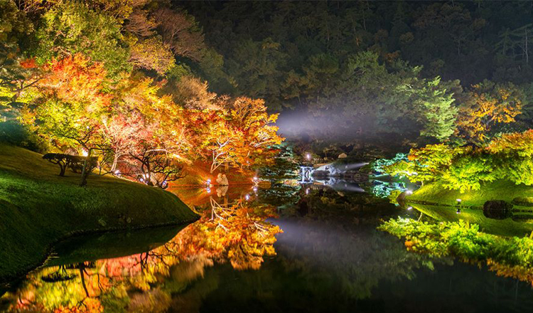 ใบไม้เปลี่ยนสีที่สวนริทสึริน, คางาวะ ใบไม้เปลี่ยนสี, สวนริทสึริน, คางาวะ