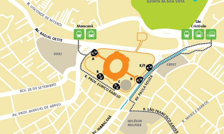 แผนที่, การเดินทาง สนามฟุตบอล Maracanã stadium