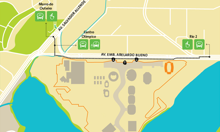 แผนที่, การเดินทาง สนามแข่งขันระบำใต้น้ำ โปโลน้ำและกระโดดน้ำ Maria Lenk Aquatics Centre