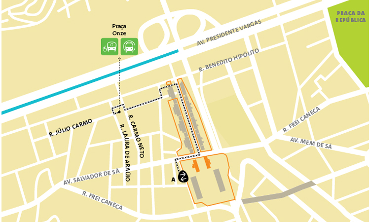 แผนที่, การเดินทาง สนาม Sambódromo