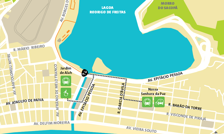 แผนที่, การเดินทาง ทะเลสาบ Lagoa Rodrigo de Freitas