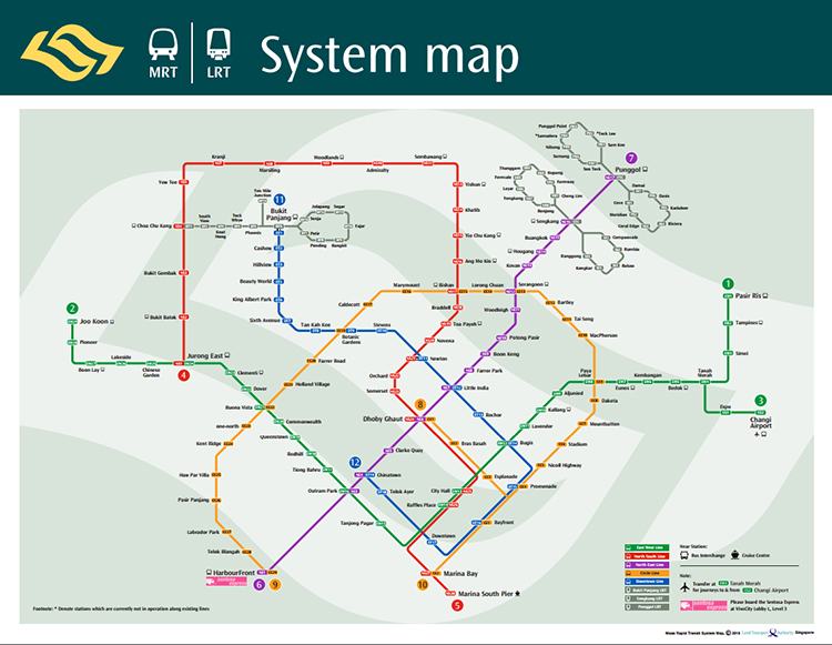 แผนที่รถไฟ MRT สิงคโปร์